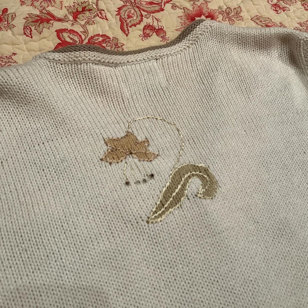 Vintage Storybook Knits Floral Lilly Earth tone Pearl Sweater! - Picture 5 of 5